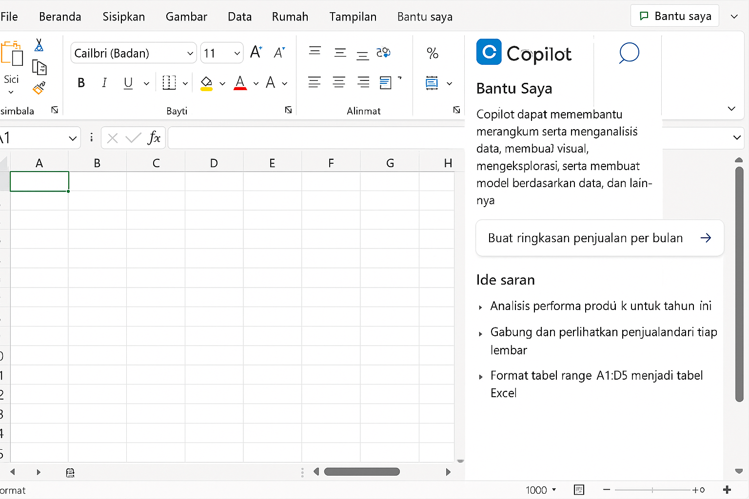 Copilot Bahasa Indonesia di excel